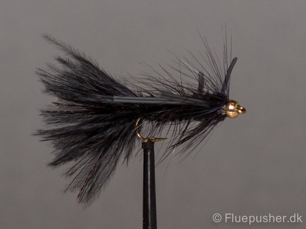 Sort Woolly bugger/gummiben