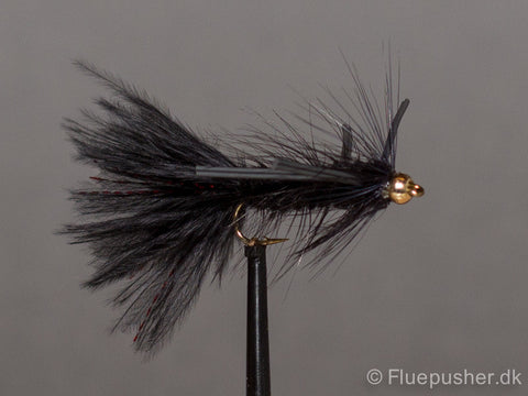 Sort Woolly bugger/gummiben