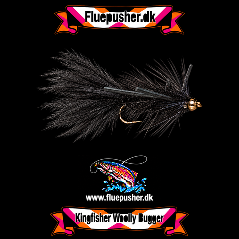 Sort Woolly bugger/gummiben