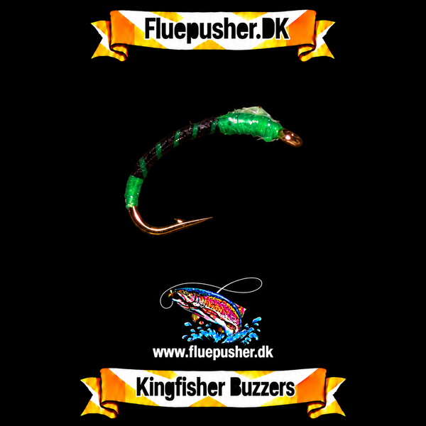 Kingfisher Buzzers – Green butt ribbed black buzzer