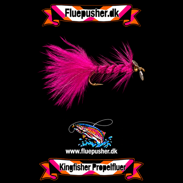 Pink propelflue str 4 på Kingfisher-baggrund