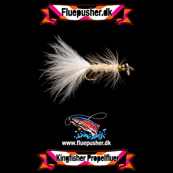 Propelflue med perle str 4 på Kingfisher-baggrund