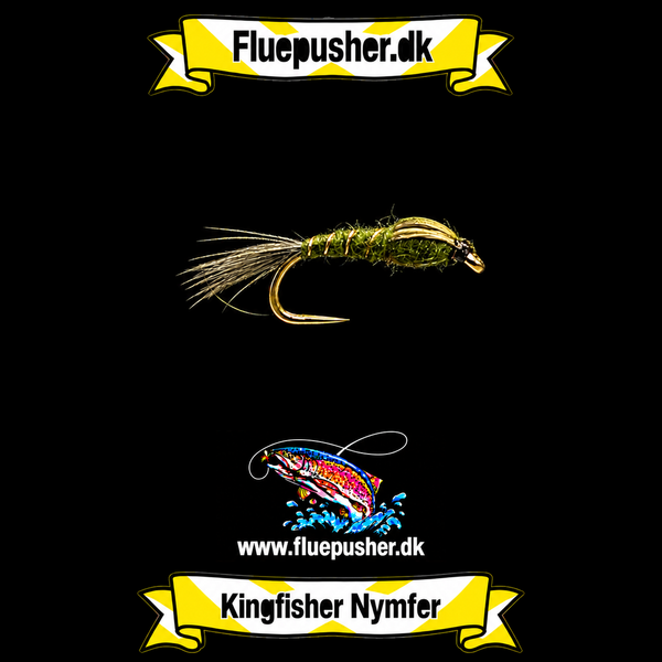 Olive goldribbet Pheasant tail – Kingfisher Nymfer